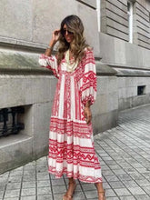 Half Bubble Sleeves V-Neck Fashion Print Boho Dress